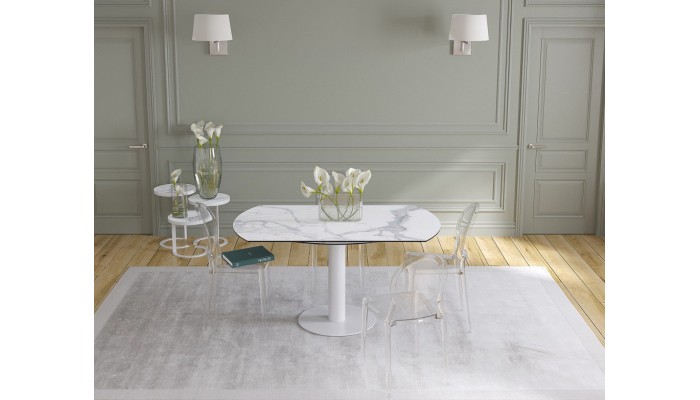 UNA - Table de repas extensible deux allonges...