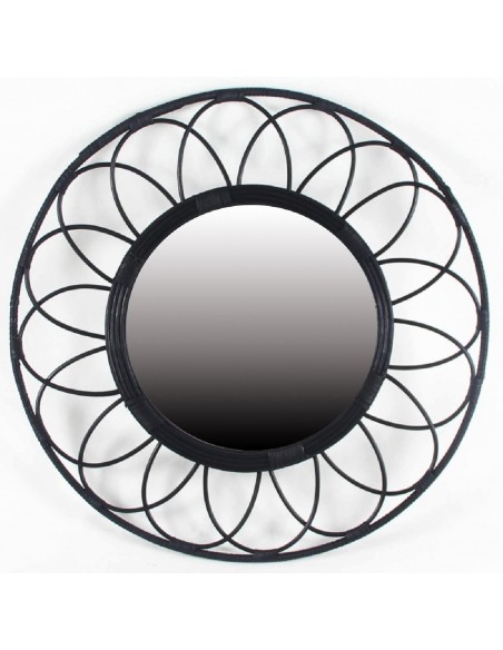 Miroir bambou MILA noir diamètre 55 cm