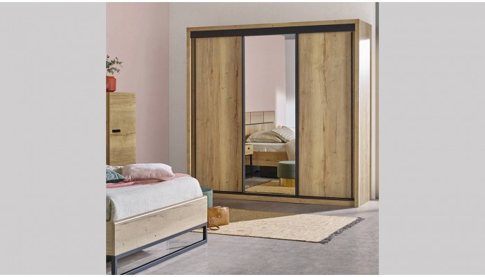 EIFFEL - Armoire 2 portes miroir