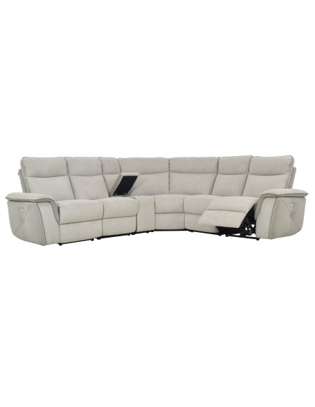 BALTIMORE - Canapé d'angle en microfibre avec 2 relax électriques avec bar et 1 prise USB