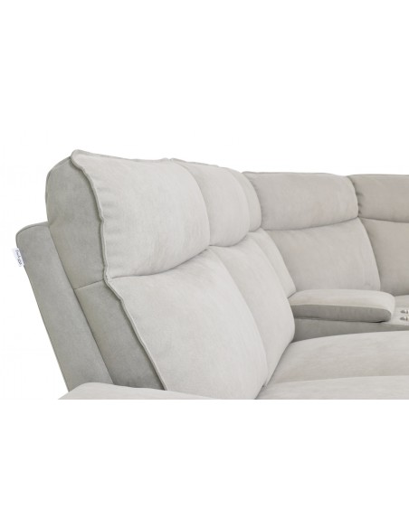 BALTIMORE - Canapé d'angle en microfibre avec 2 relax électriques avec bar et 1 prise USB