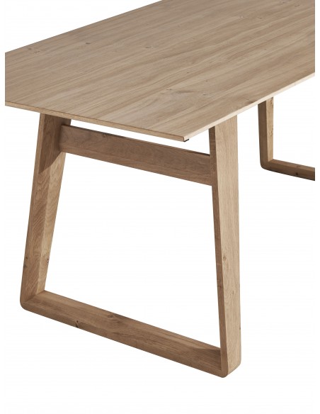 BROOK - Table pieds U en bois 1 allonge de 100 cm