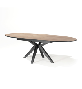 Table ovale avec allonge - pied croix central - dessus 25mm