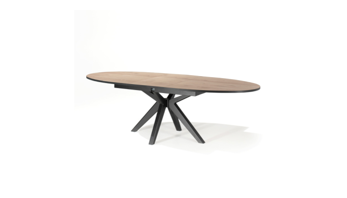 Table ovale avec allonge - pied croix central -...