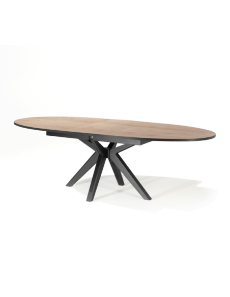 Table ovale avec allonge - pied croix central - dessus 25mm