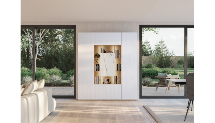 Meuble de rangement avec niches et porte centrale