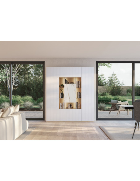 Meuble de rangement avec niches et porte centrale