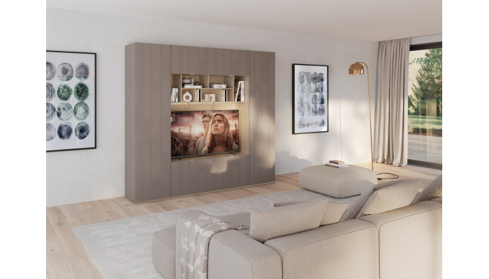 Meuble de rangement avec niches et porte centrale