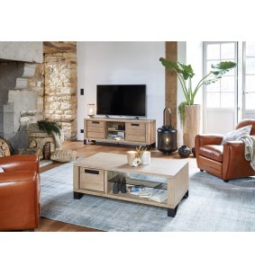 BROOK - Meuble TV 2 portes 1 niche en chêne massif 2
