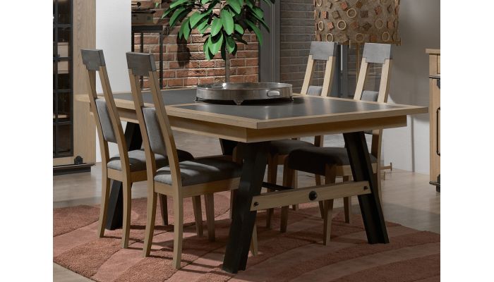 CLEVELAND - Table 4 pieds 1 allonge centrale de 90 cm