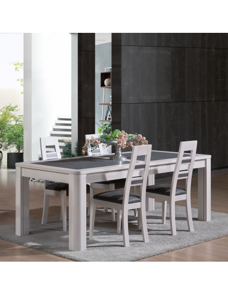 SUN - Table extensible 3 allonges centrales plateau céramique