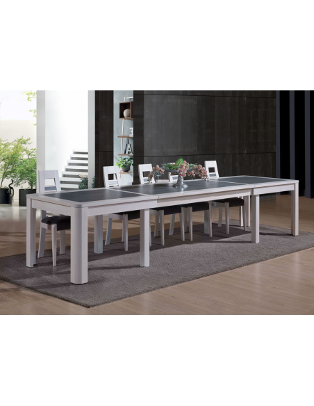 SUN - Table extensible 3 allonges centrales plateau céramique