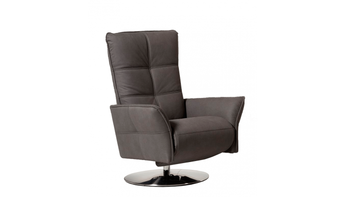 LEO - Fauteuil relaxation piètement métallique chromé ou noir, 5 étoiles ou cercle, têtière réglable