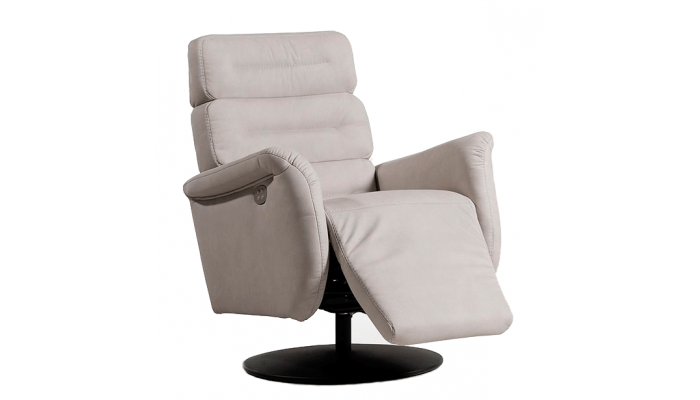 STOR - Fauteuil relaxation piètement métallique chromé ou noir, 5 étoiles ou cercle, têtière réglable